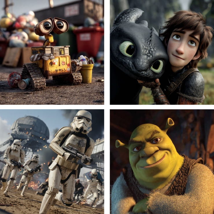 Images generated by Midjourney and held up as examples of infringing content in the claim Images generated by Midjourney and held up as examples of infringing content in the claim