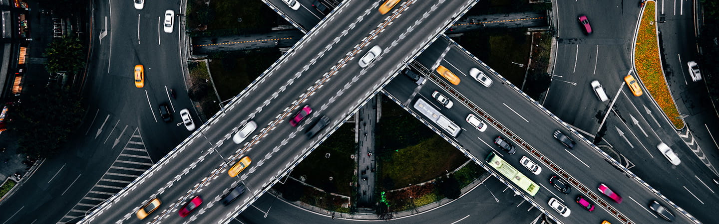 roads cars and bridges crossing over