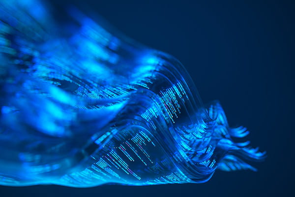 Multiple blue waves against a dark blue background