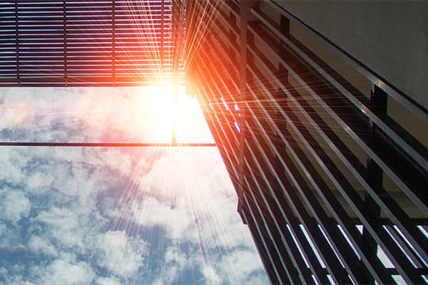 Building side façade against the sun 