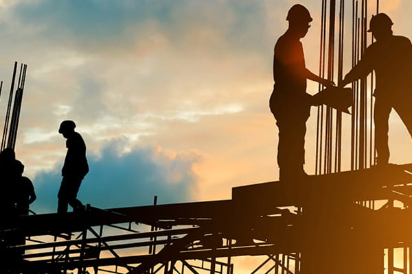 Employees on a construction site